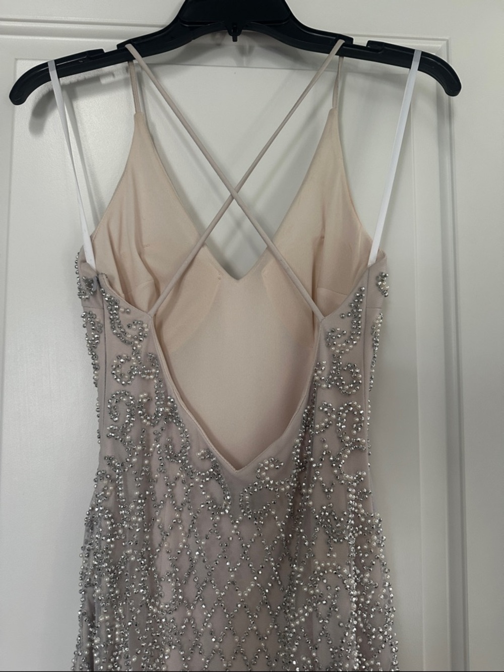 Never Worn Xscape Blush Pink Beaded Prom Gown with Silver Accents - Picture 4 of 7